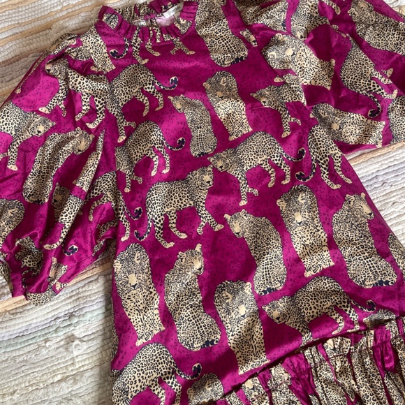 EUC Tyler Boe Pink Sammy Cheetah with Ruffled Sleeves Mini Dress Size Medium - Picture 5 of 9